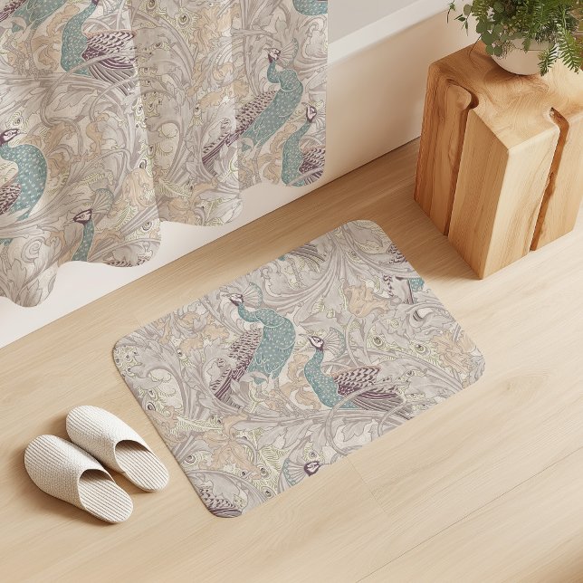 Tapis De Bain Peacock Garden in Beige Mauve Pink Duck Egg Blue (Créateur téléchargé)