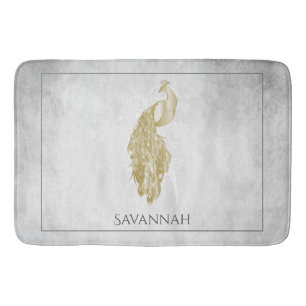 Tapis De Bain Peacock Gold Elegant Personnalisé Bath Mat