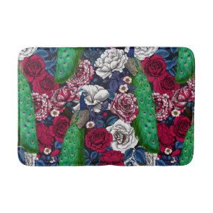 Tapis De Bain Peacocks dans le jardin rose