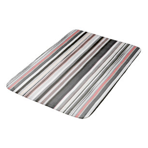 Tapis De Bain Pêche et rayures Abstraites grises