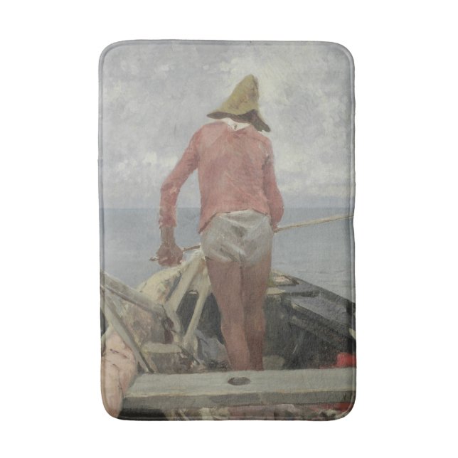 Tapis De Bain Pêcheur dans son bateau (par Vincenzo Caprile) (Devant (Vertical))