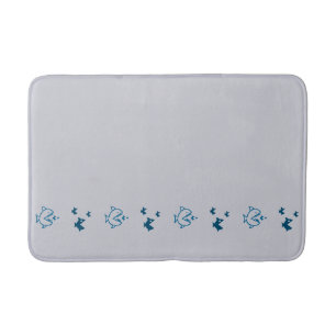 Tapis De Bain Pêchez le bleu graphique de natation de Pirahnas