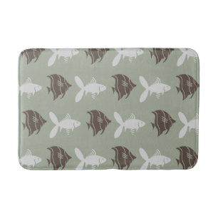 Tapis De Bain Pêchez le gris Brown graphique de natation sur