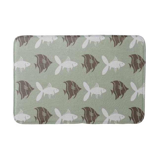 Tapis De Bain Pêchez le gris Brown graphique de natation sur (Devant)