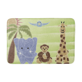 Tapis De Bain Peint à la main de mignons animaux Safari