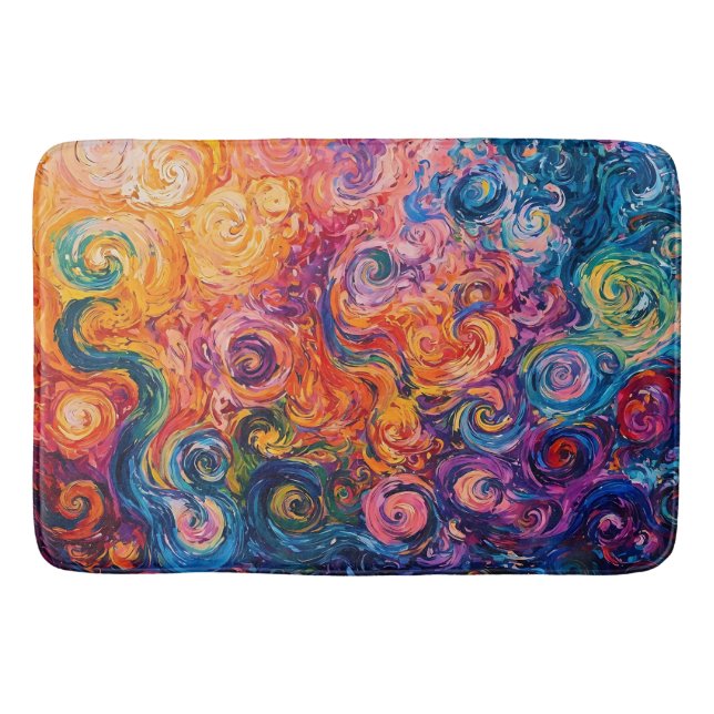 Tapis De Bain Peinture à l'huile de tourbillons psychédélique (Devant)