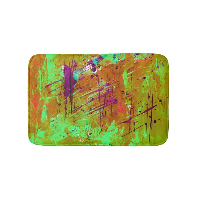 Tapis De Bain Peinture Abstraite couleur néon vert (Devant)