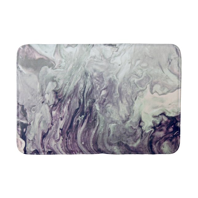 Tapis De Bain Peinture acrylique violet et gris (Devant)