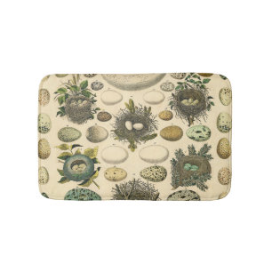 Tapis De Bain Peinture artistique de nid d'oeuf d'oiseau vintage