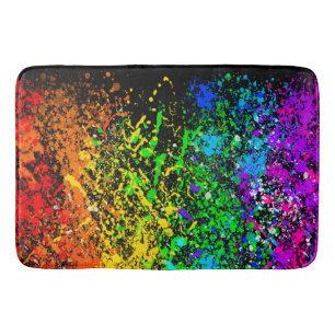 Tapis De Bain Peinture couleur arc-en-ciel noir coloré
