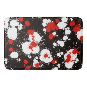 Tapis De Bain Peinture noire, blanche et rouge