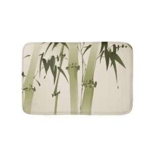 Tapis De Bain Peinture orientale de style, branches 2 de bambou