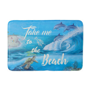 Tapis De Bain Peinture sur la plage et la vie marine