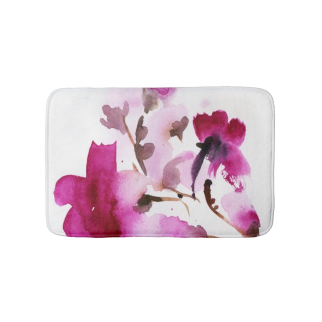 Tapis De Bain Peintures florales abstraites 4 d'aquarelle (Devant)