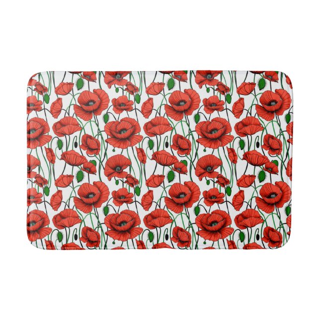 Tapis De Bain Pépites rouges dans un champ sur blanc (Devant)