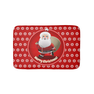 Tapis De Bain Père Noël Souriant Avec Un Sacoche Plein De Cadeau