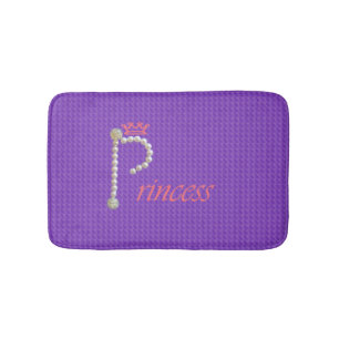 Tapis De Bain Perles et perles Princesse violette rose avec Cour