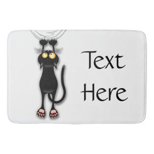 Tapis De Bain Personnage de chat drôle qui gratte le tissu