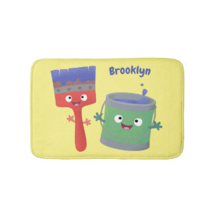 Tapis De Bain Personnages de peinture et de pinceau mignons