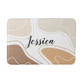 Tapis De Bain Personnalisé moderne Beige Géométrique