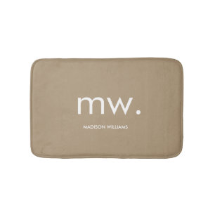 Tapis De Bain Personnalisé Monogram Pastel Élégant Design Modern