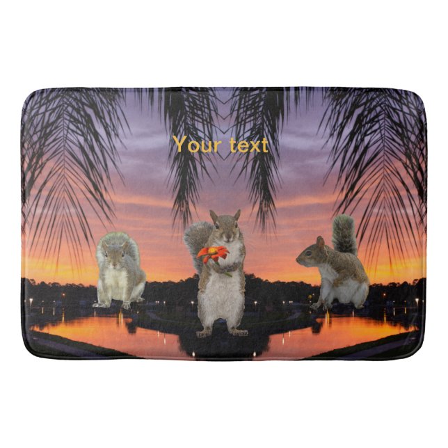 Tapis De Bain Personnaliser les écureuils mignons au coucher du  (Devant)