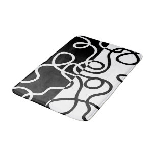 Tapis De Bain Persuasion linéaire I : Abstrait noir et blanc