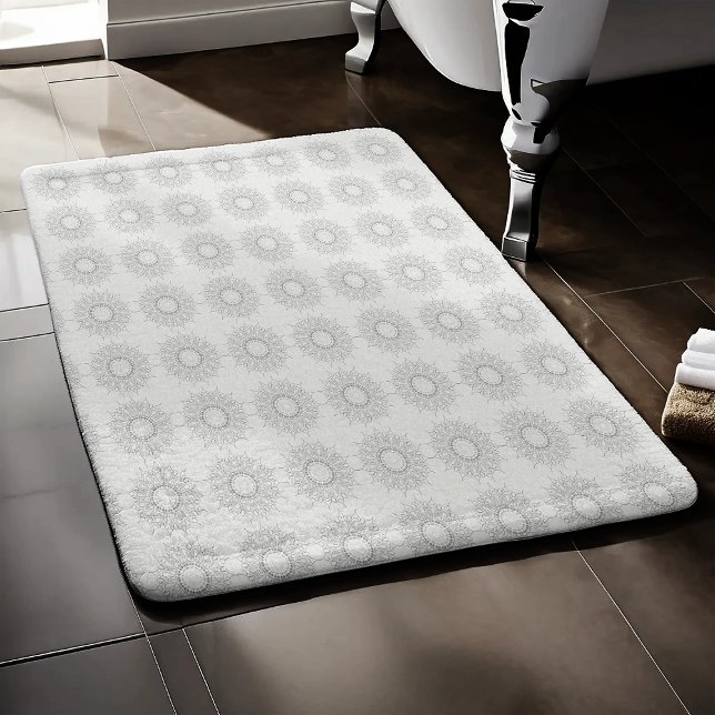 Tapis De Bain Petite florale blanche tombée au motif rural (Créateur téléchargé)