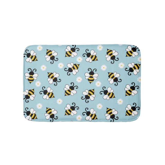 Tapis De Bain Petites abeilles mignonnes et fleurs marguerites m (Devant)
