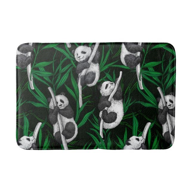 Tapis De Bain Petits panda sur vert foncé (Devant)