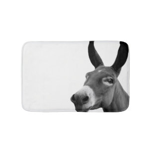 Tapis De Bain Photo d'animal d'âne noir et blanc