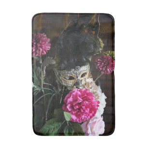 Tapis De Bain Photo de fleurs et plumes de masque