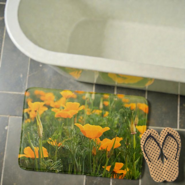 Tapis De Bain Photographie du patch de la Californie (Close-up photograph of California poppies bath mat. )