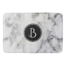 Tapis De Bain Pierre de marbre gris et blanc moderne monogramme