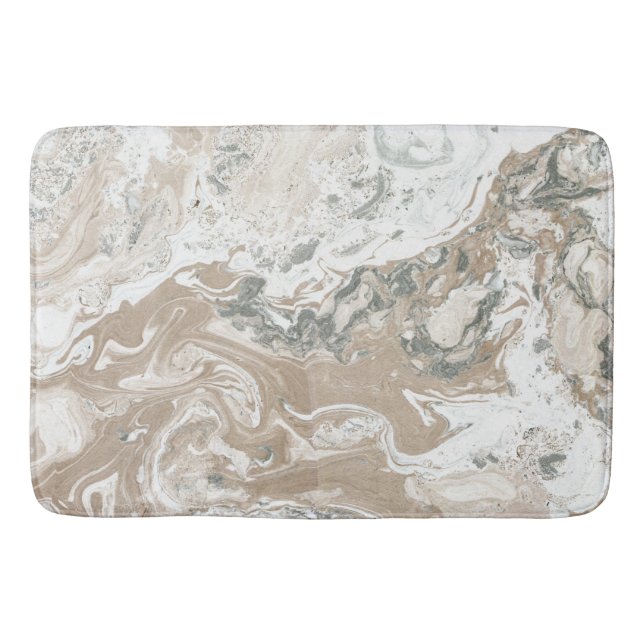 Tapis De Bain Pierre de marbre Luxe Blanc Beige Ivory Grey (Devant)
