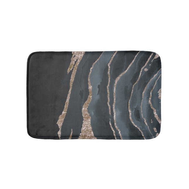 Tapis De Bain Pierre moderne, Marbre d'or noir (Devant)
