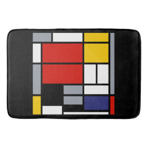 Tapis De Bain Piet Mondrian, Composition avec grand plan rouge