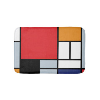 Tapis De Bain Piet Mondrian - Composition avec un grand plan rou