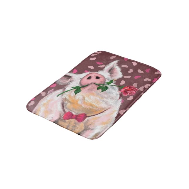 Tapis De Bain Pig with Rose Bath Mat (Angle)