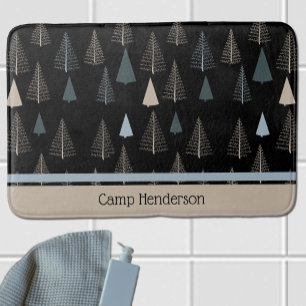 Tapis De Bain Pins primitifs sur le noir