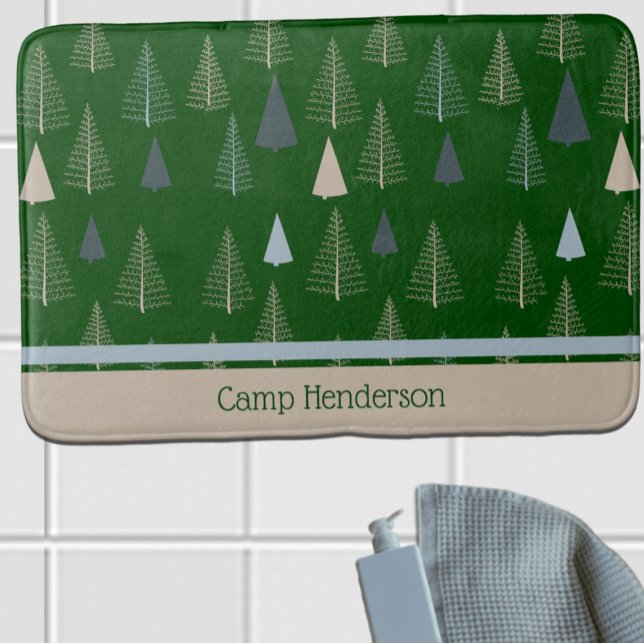 Tapis De Bain Pins primitifs sur vert (Créateur téléchargé)
