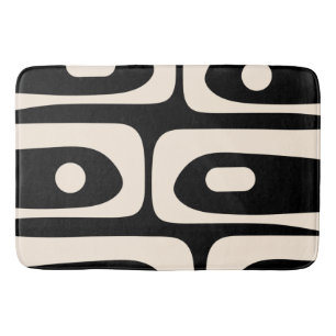 Tapis De Bain Piquet Mid Century moderne Abstrait Motif Noir