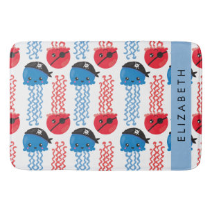 Tapis De Bain Pirate Jellyfish, Motif de méduses, Votre nom