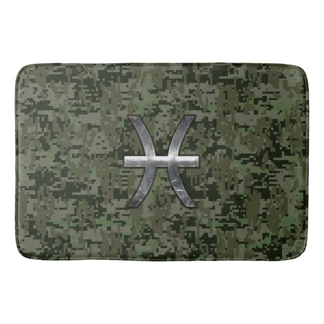 Tapis De Bain Pisces Zodiac Sign on Woodland Camion numérique (Devant)