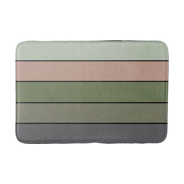 Tapis De Bain Pistachio Coquille verte Pêche pourpre rayures (Devant)