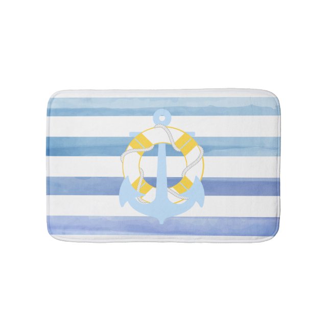 Tapis De Bain PixDezines effets nautiques/ancre/aquarelle (Devant)