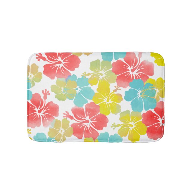 Tapis De Bain PixDezines Hibiscus/orange/bleu/jaune (Devant)