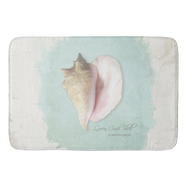 Tapis De Bain Plage Coque nautique Aquarelle bleu blanc (Devant)