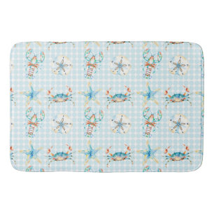 Tapis De Bain Plage Crabe Bleu, Homard, Écre, Dollar de sable