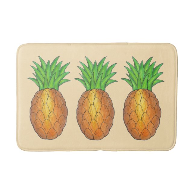 Tapis De Bain Plage d'ananas tropicale Hawaiian Island Imprimer (Devant)